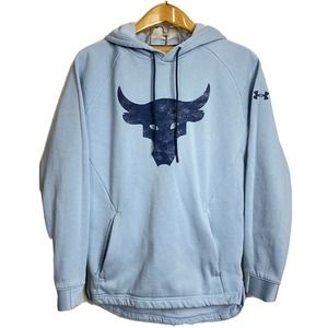 Under Armour Men's S Project Rock Charged Cotton Brahma Bull Hoodie Blue